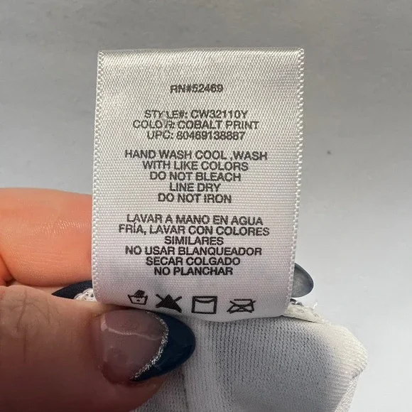 Catalina One Piece Swimsuit Padded Cups Blue Off White Geometric Pattern 18W/20W - Picture 7 of 7